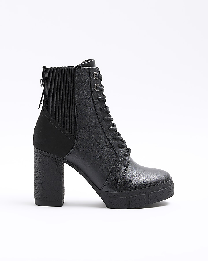 Black lace up boots deals with heel