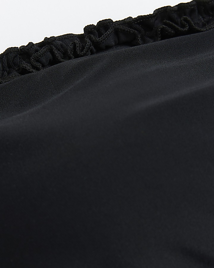 Black frill bandeau bikini top