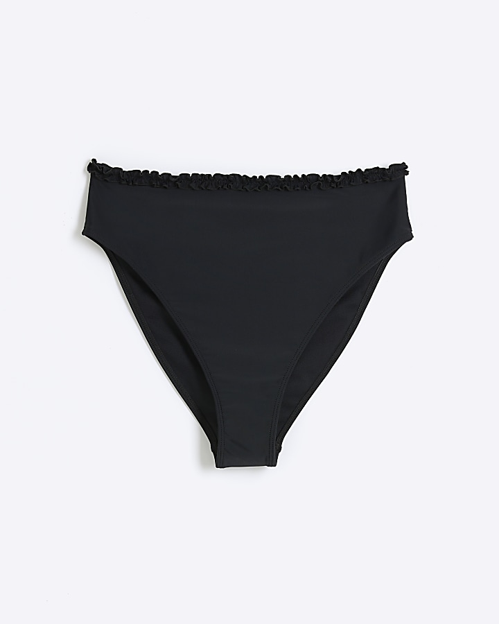 Black high waisted frill bikini bottoms