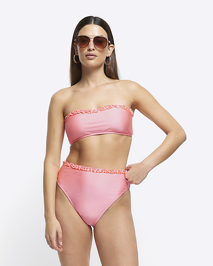 Coral high waisted store bikini bottoms