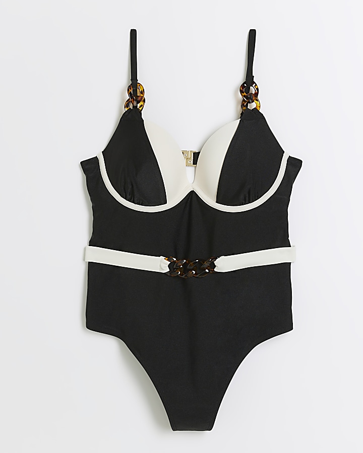 Black belted swimsuit