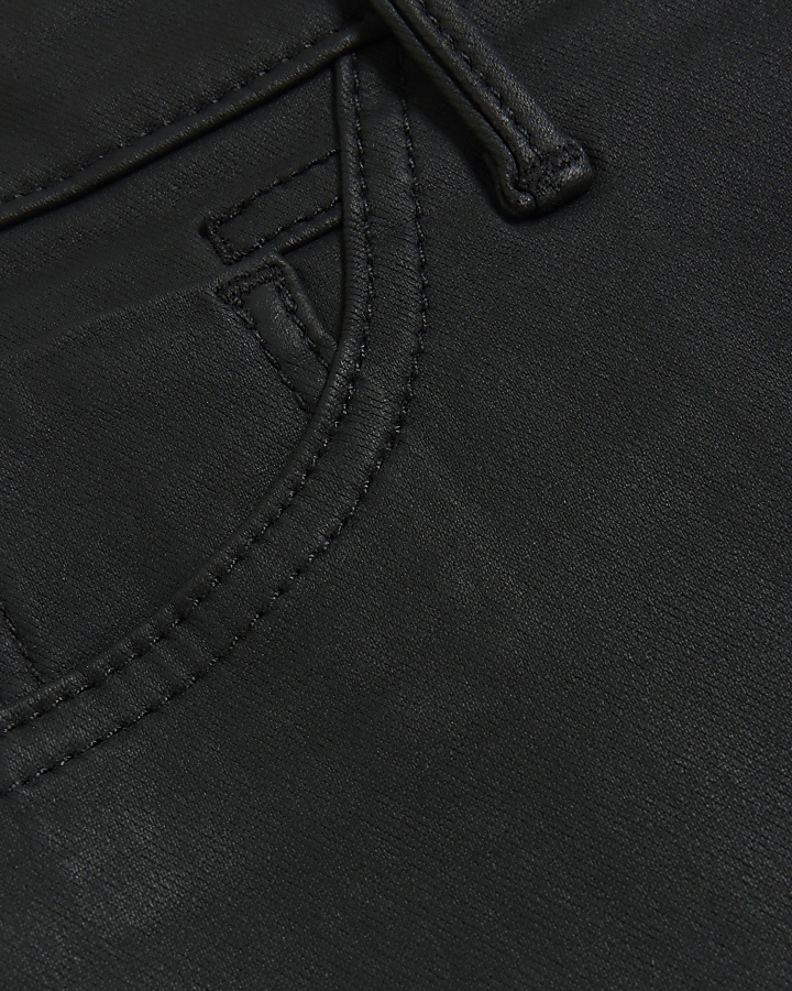 Black mid rise skinny coated jeans | River Island