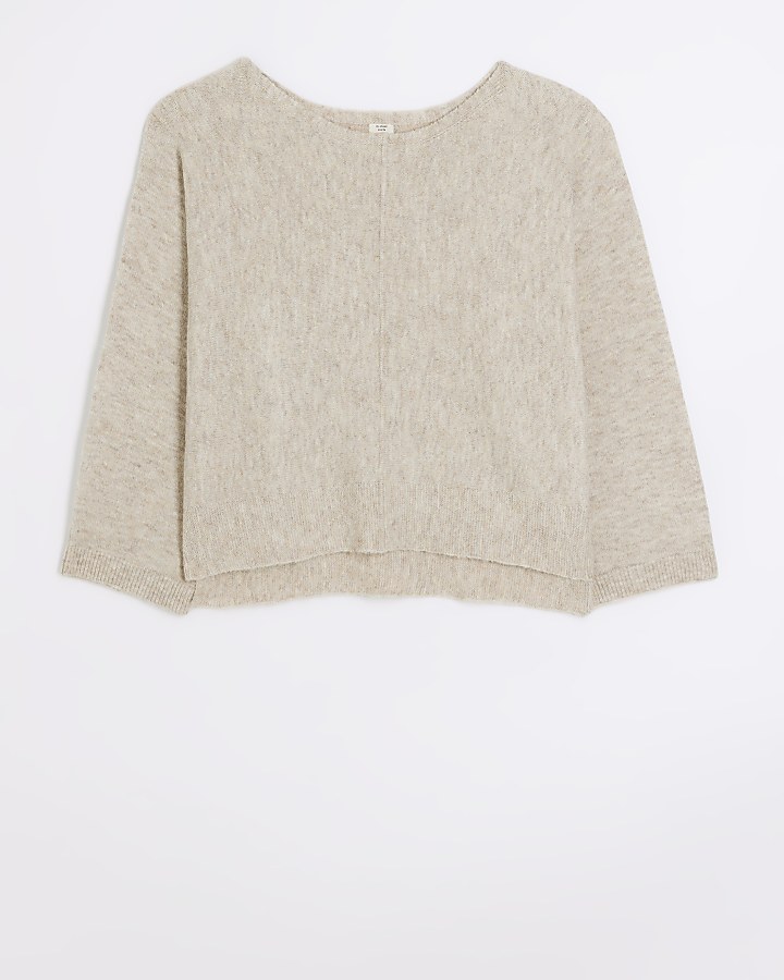 Cream batwing sleeve jumper River Island
