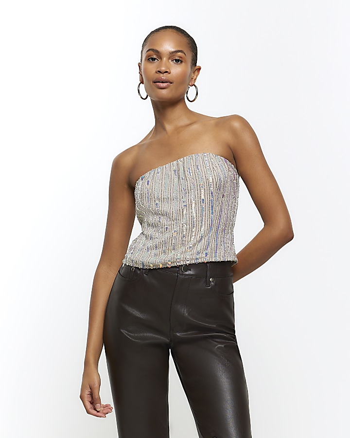 Gold sequin shop tube top