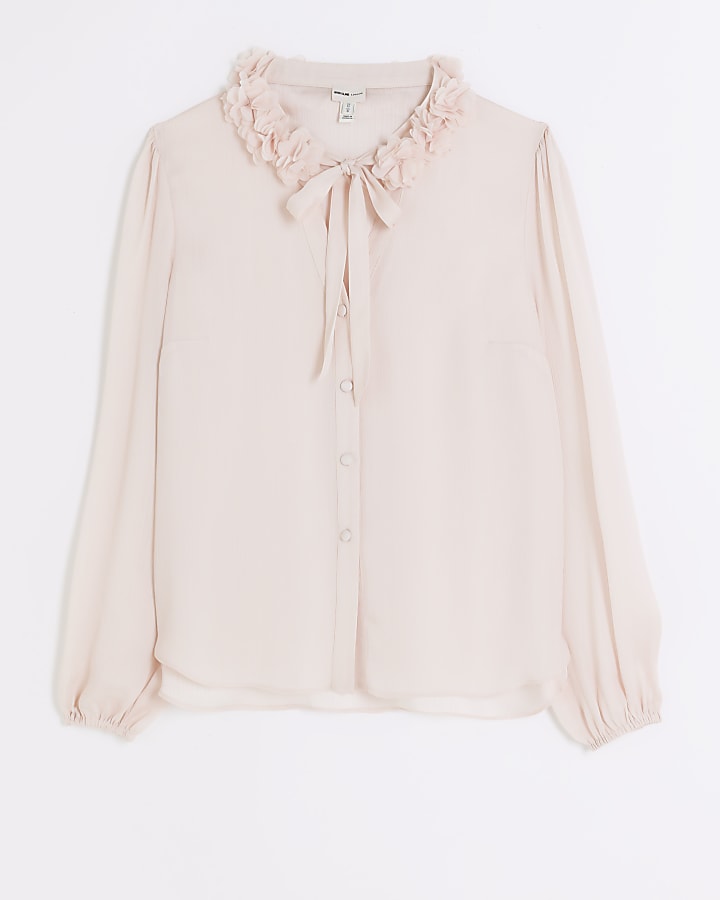 Pink chiffon corsage blouse