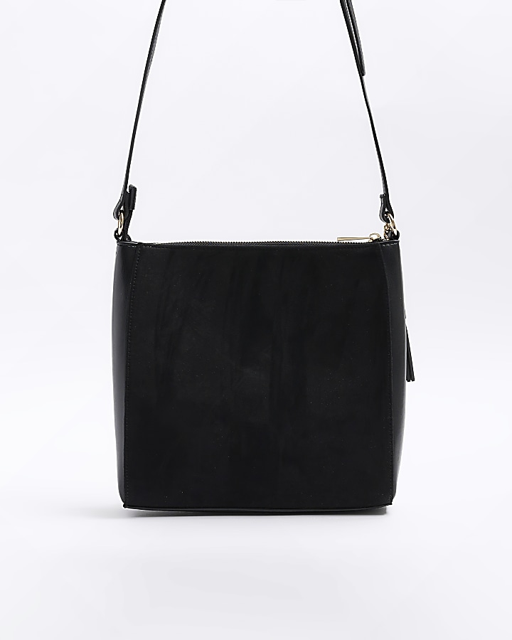 Black RI monogram messenger bag River Island