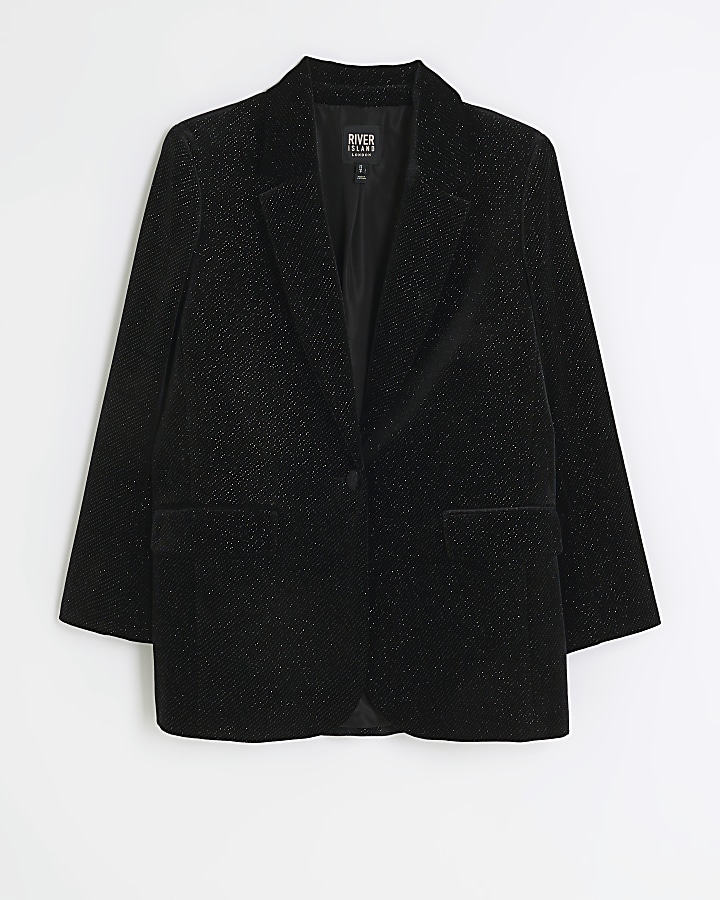 Black velvet sparkle tux blazer