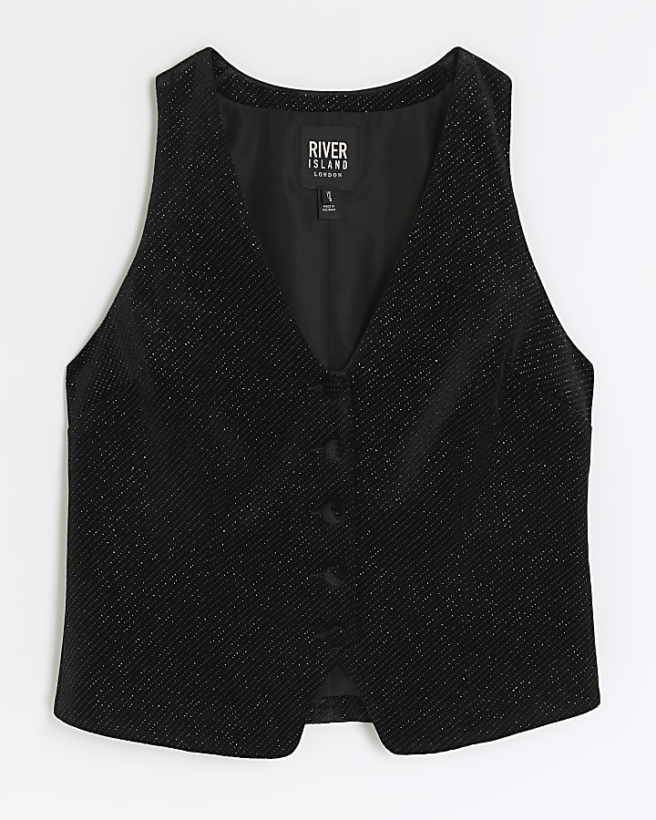Black velvet sparkle waistcoat