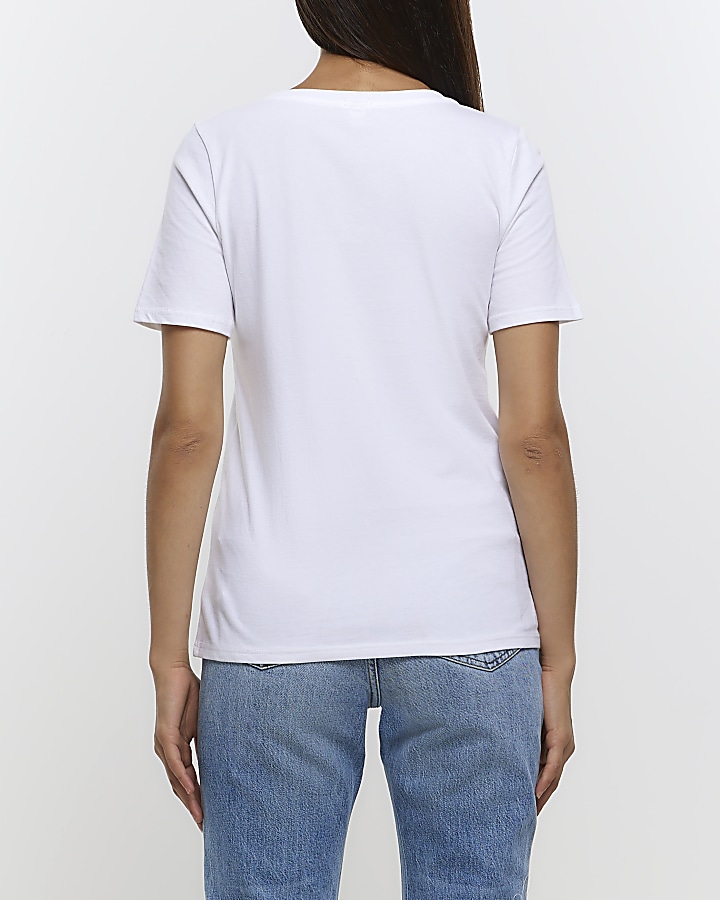 White flower graphic print t-shirt