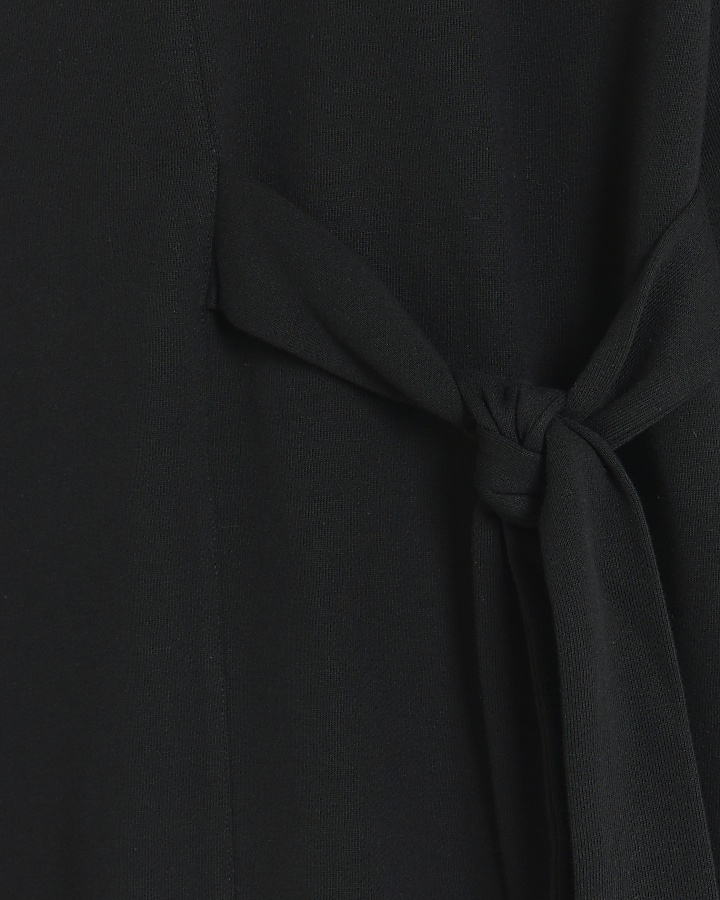 Black Side Tie Sweat Mini Dress