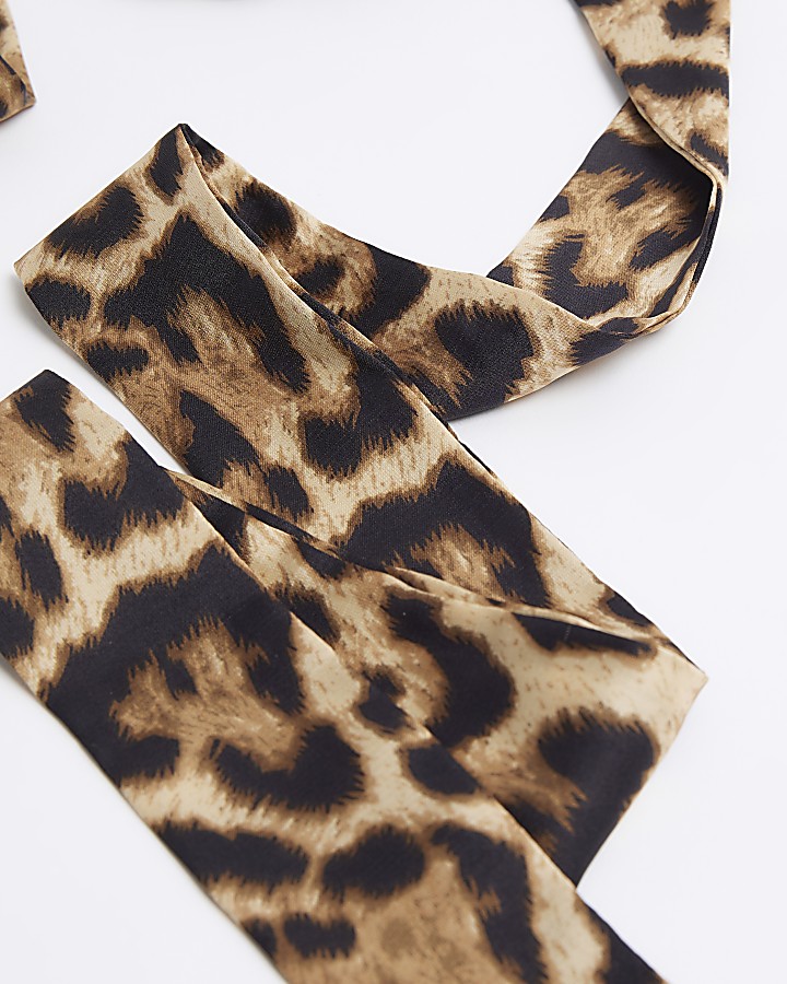 Black leopard print scarf necklace