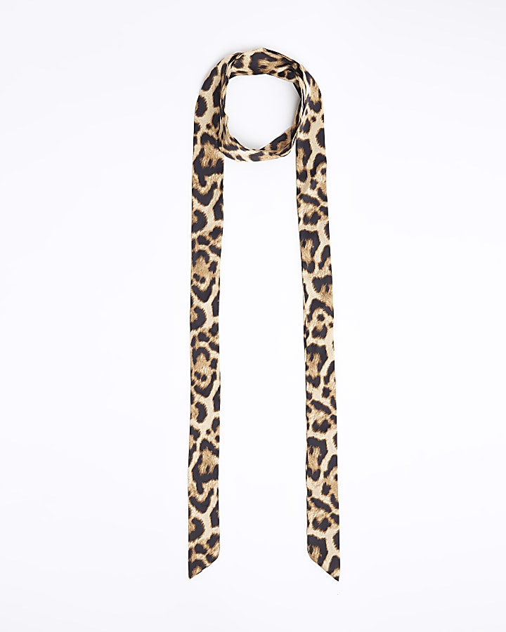 Black leopard print scarf necklace