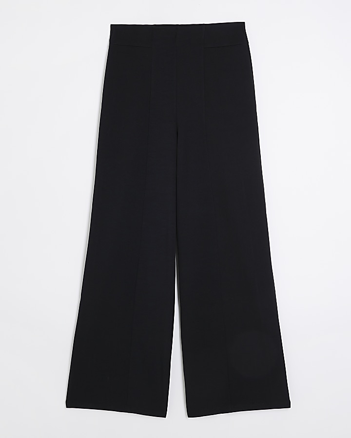 Black stitched wide leg trousers