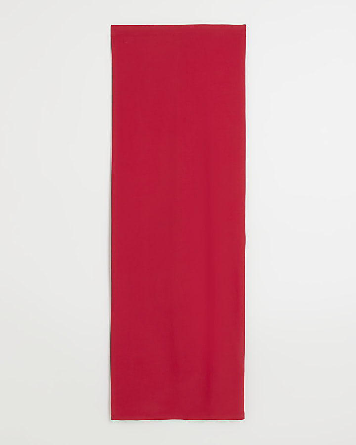 Red split hem maxi skirt