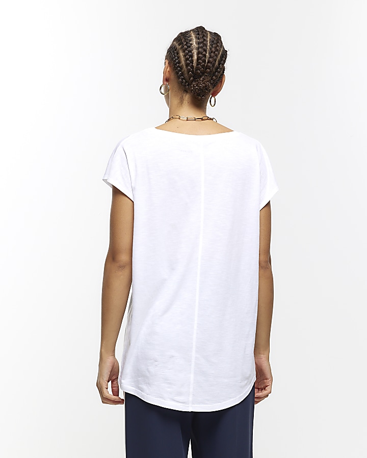 White longline plain tshirt River Island