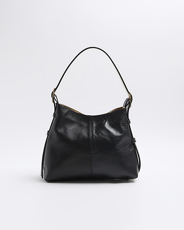 Black oversized ring front slouch online bag