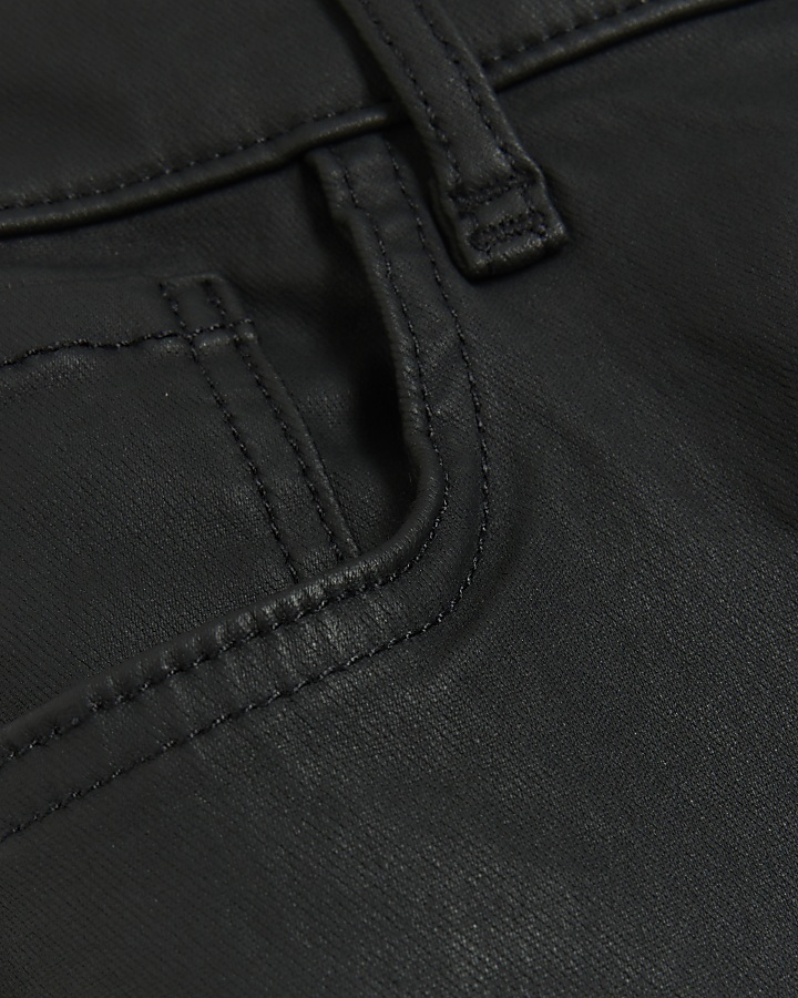 Black high waisted slim coated jeans