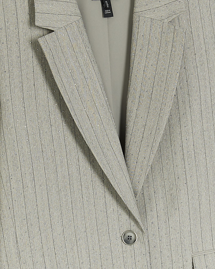 Grey stripe diamante blazer