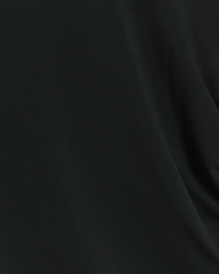 Black ruched drape bodycon mini dress