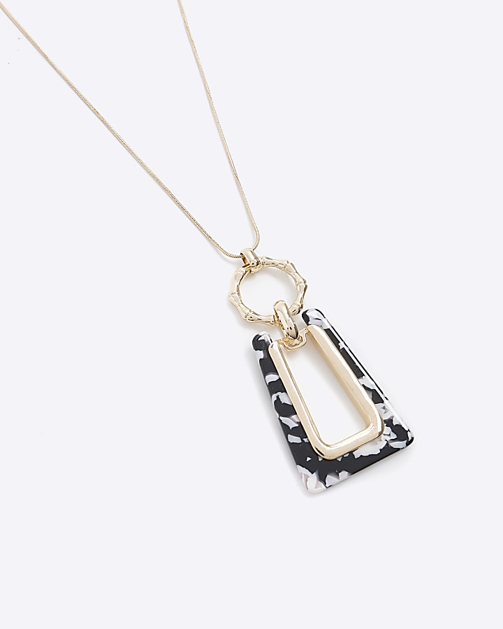 Black monochrome rectangle necklace