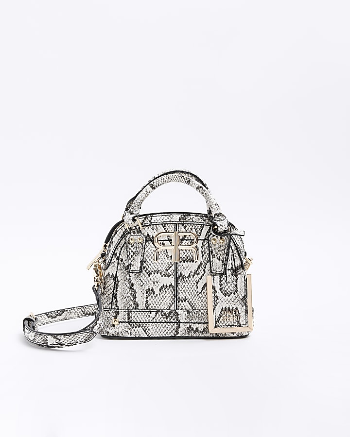 White snake print outlet bag