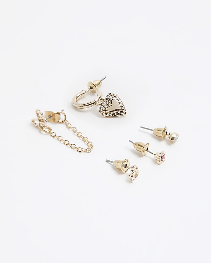 Gold stud earrings deals multipack