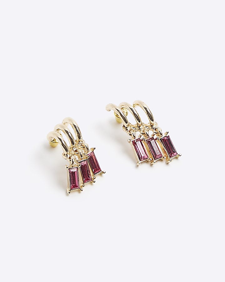 Pink diamante hoop earrings