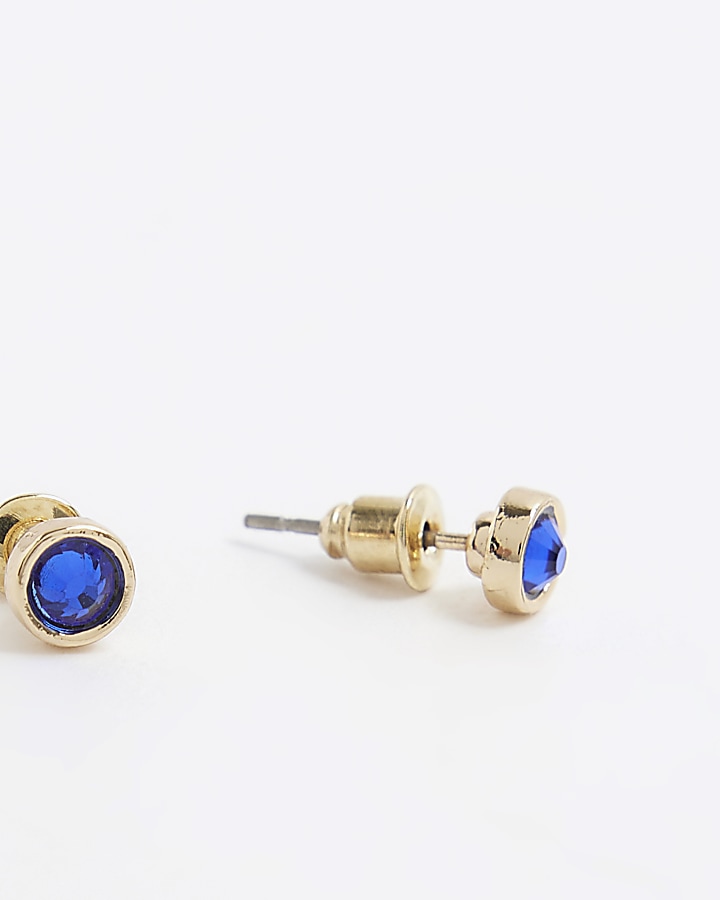 Blue Diamante Stud Earrings River Island