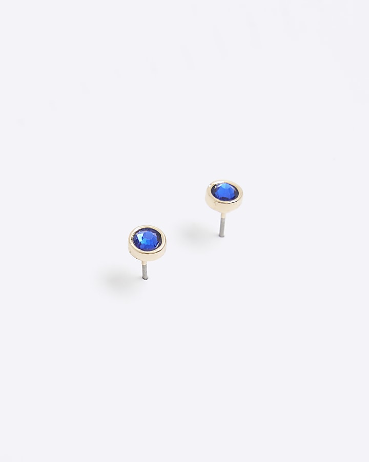Blue Diamante Stud Earrings