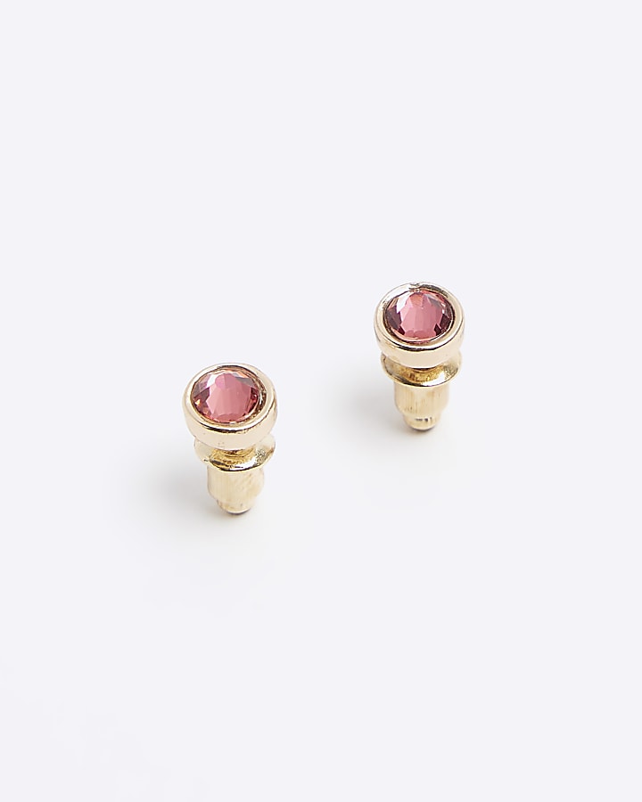Pink Diamante Stud Earrings