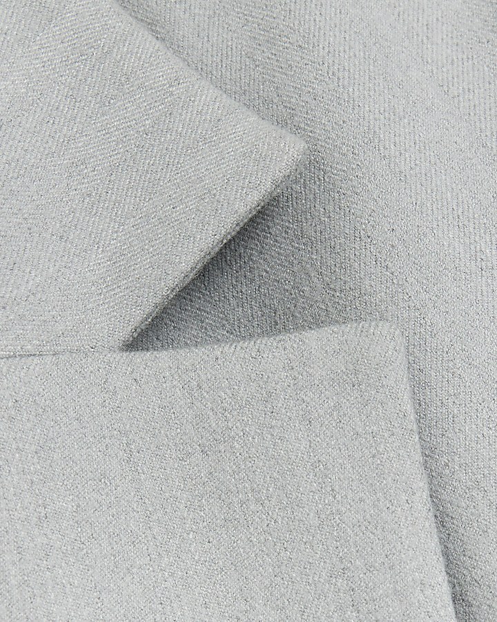 Petite grey rolled sleeve blazer