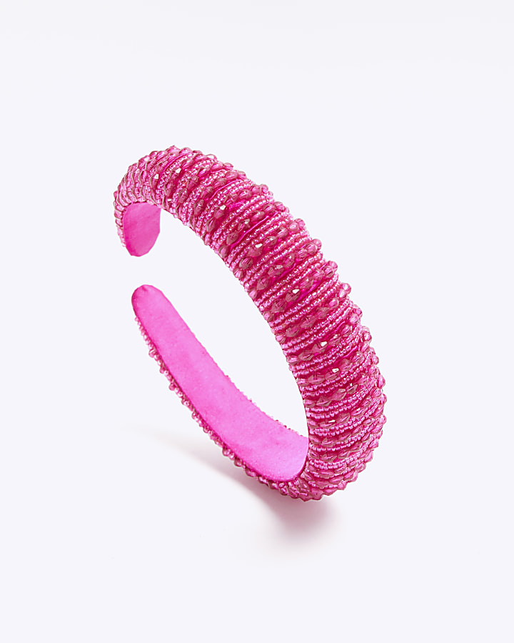 Pink Beaded Headband River Island