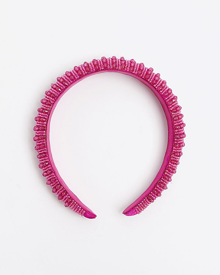 Pink Beaded Headband River Island