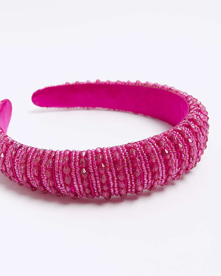 Pink Beaded Headband River Island