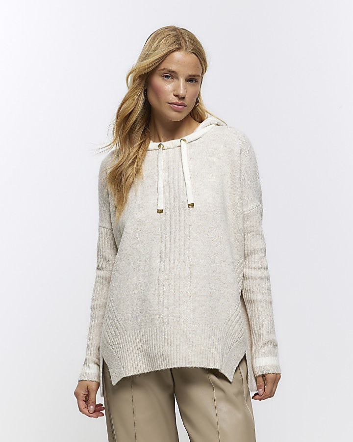 Beige hooded jumper