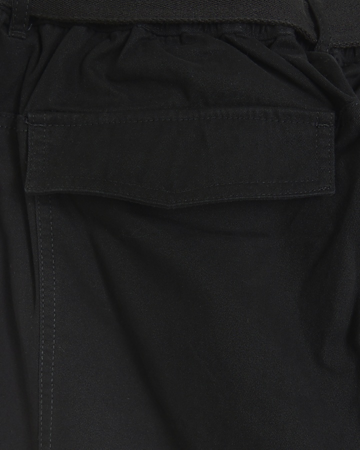 Plus black belted utility cargo trousers | River Island