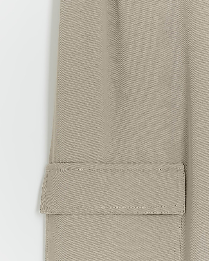 Beige elasticated waist cuffed cargo trousers
