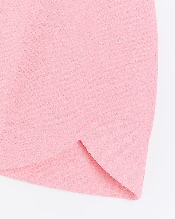 Pink curve hem mini skirt