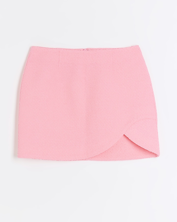 Pink curve hem mini skirt