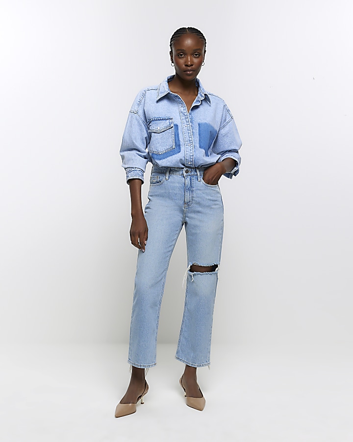 Ankle grazer jeans high sales waist