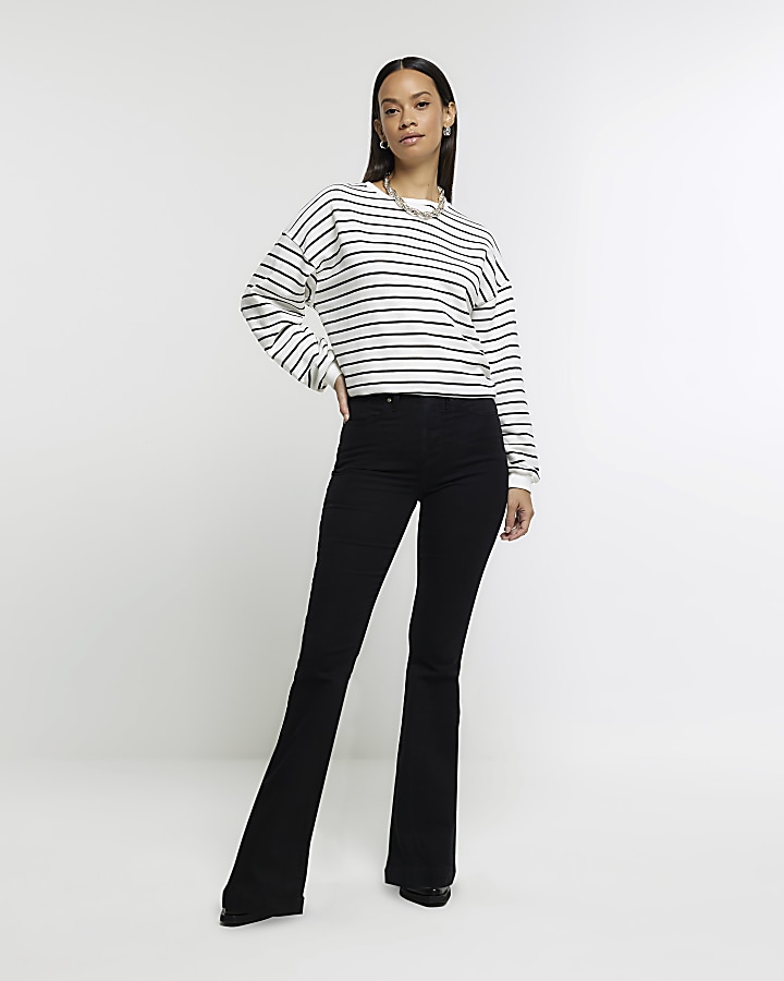 Black mid rise flare jeans