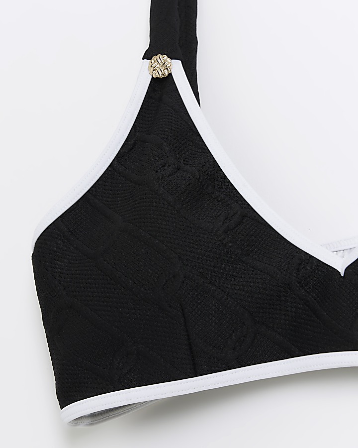Black Textured Cami Bikini Top