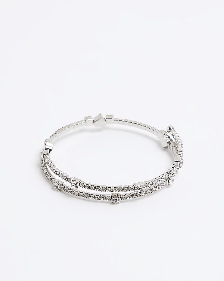 Silver Heart Diamante Bracelet