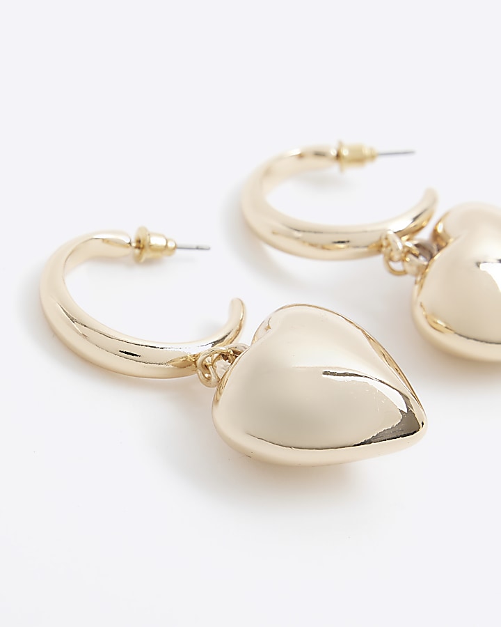 Gold heart hoop earrings River Island
