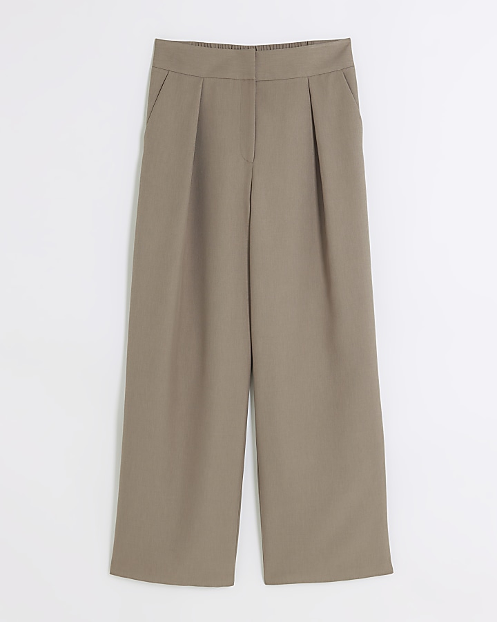 Brown wide Leg pleated trousers