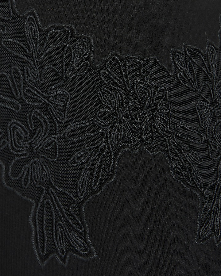 Black lace detail t-shirt