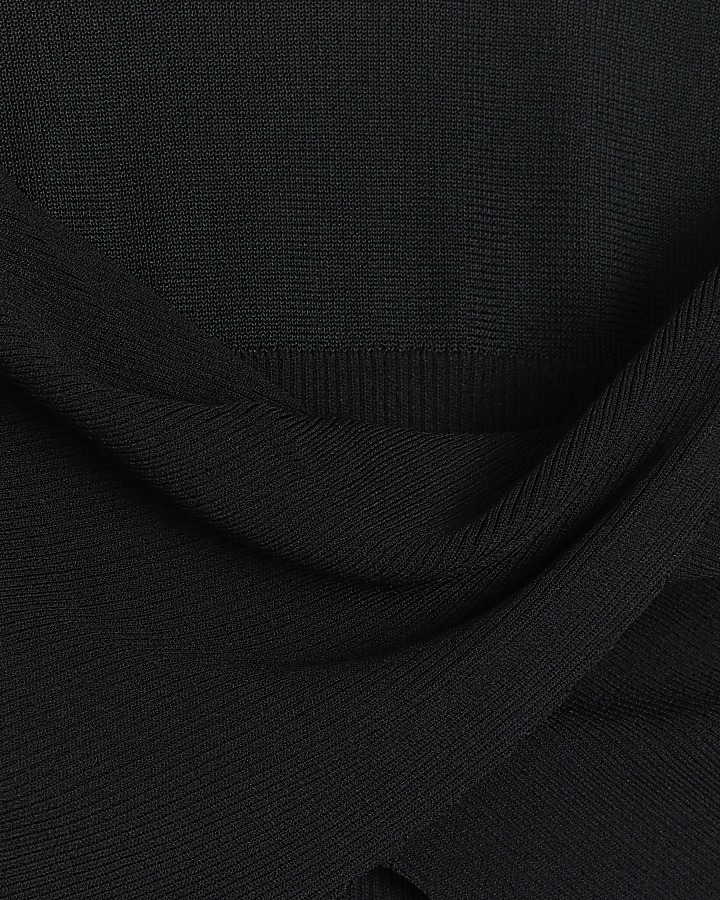 Black sheer detail bodycon mini dress