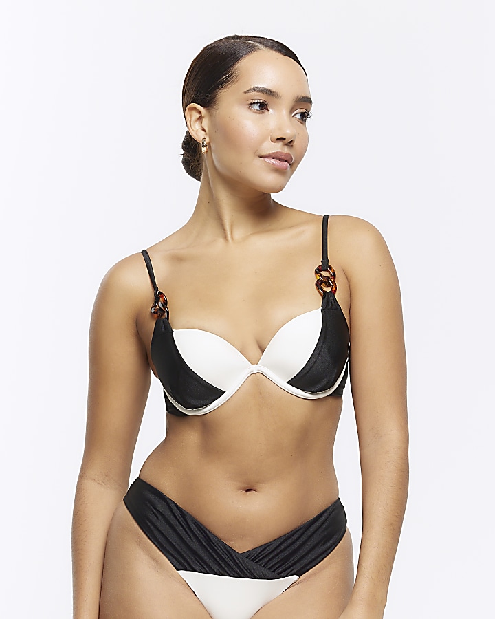 Black colour bock plunge bikini top