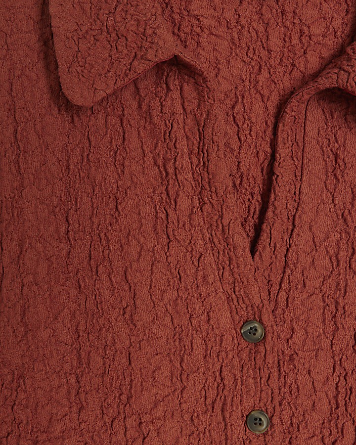 Rust textured long sleeve shirt