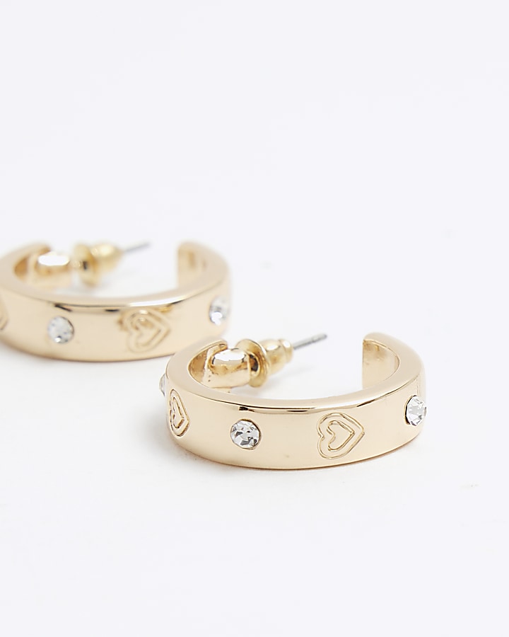 Gold heart hoop earrings River Island